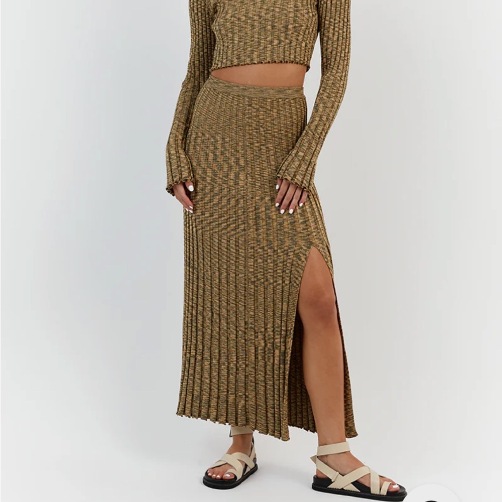 Dissh Sadie Olive Marle Knit Midi‎ Skirt Size XS
